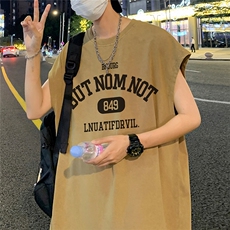 数据超好抖音品240克重磅欧美式潮牌水洗背心无袖t恤BX336-P35，男装T恤，电商A486