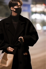 韩系中长款过膝毛呢大衣男秋冬英伦痞帅风衣外套812-F629-P128，男装风衣，星座812