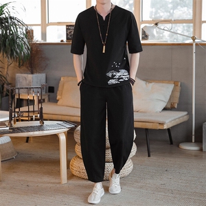 春夏汉服刺绣开衫T恤棉麻短袖风套装星座1512-1-TZ05-P65