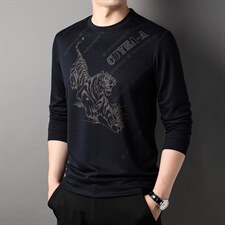纯色印花上衣时尚潮流中年男士爸爸装T恤商务休闲男装宽松薄款，男装T恤，电商B212（原钱塘6029）