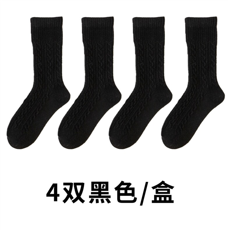 2025年秋季时尚百搭通勤简约休闲绞花加厚羊毛袜,饰品袜子,慕洵羊绒