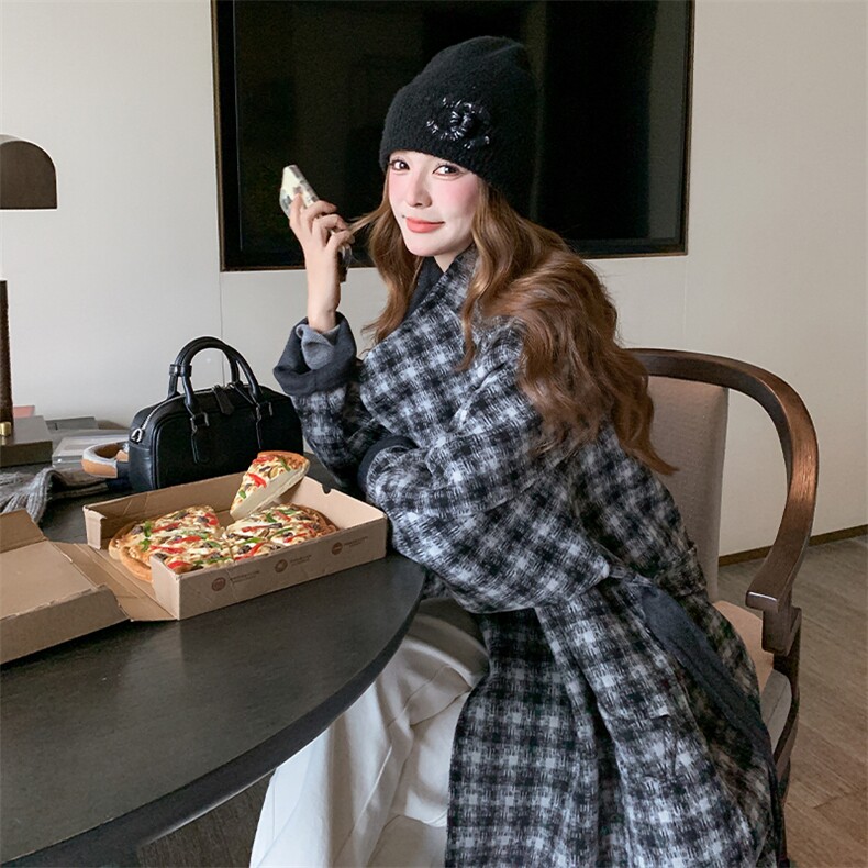 现货格子双面羊绒大衣2C007-172-P335-K498,女装羊绒大衣,2C007