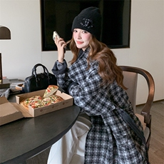 现货格子双面羊绒大衣2C007-172-P335-K498，女装羊绒大衣，2C007