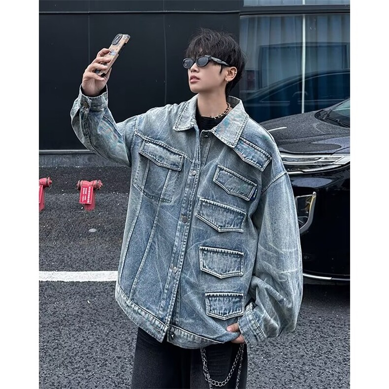 2025冬季帅外套男ins高街潮牌原宿风韩版潮流宽松夹克W6252-P77,男装夹克,星座412-2