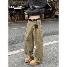 02美式复古弯刀裤百搭垂感收脚宽松工装裤XZ211-1-K2471-P65，男装休闲裤，星座211-1