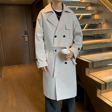 FY01-P98秋装现货双排扣长款过膝风衣男大码男中长款大衣男上衣，男装风衣，电商B327