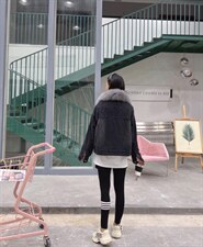 爆版牛仔狐狸毛领外套重工款，其它，金地雪