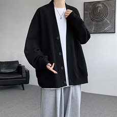 8XL-M春季开衫V领卫衣男港风日系慵懒风痞帅长袖上衣服外套KS001，男装卫衣，电商B312