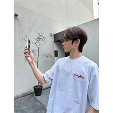 美式复古高街刺绣短袖t恤男夏季新款情侣纯棉半袖上衣体恤TX1033，男装T恤，星座208-5