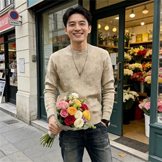 立领打底衫男秋冬内搭长袖毛衣弹力紧身纯色针织衫上衣中领毛线衣，男装T恤，星座715-4