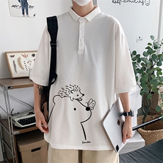 PL57166-P35翻领短袖polo衫男大码胖子半袖t恤男有领保罗衫模特，男装Polo衫，电商A040
