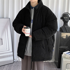 冬季青少年加绒加厚立领棉衣港风简约大码棉服外套男女6223-P100，男装棉衣，电商A441-1
