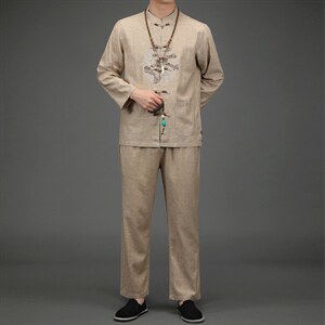 BETZ907钱塘2020-2风亚麻唐装男士中老年男装中老年套装P105，男装中老年男装，钱塘207-2