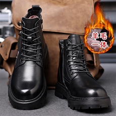 X4360-265马丁靴男靴子冬季加绒羊毛头层牛皮男款工装靴男，男装工装外套，星座1407-3