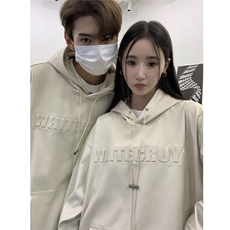 秋装港风潮美式复古压印立体情侣卫衣PU皮衣外套男女G1066P78，男装皮衣，电商A339