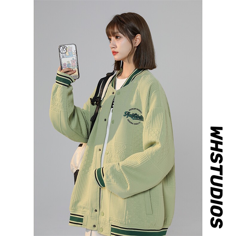 2024新款中性球服外套男士春秋季设计感提花夹克男生休闲上衣服，男装夹克，电商A409-1