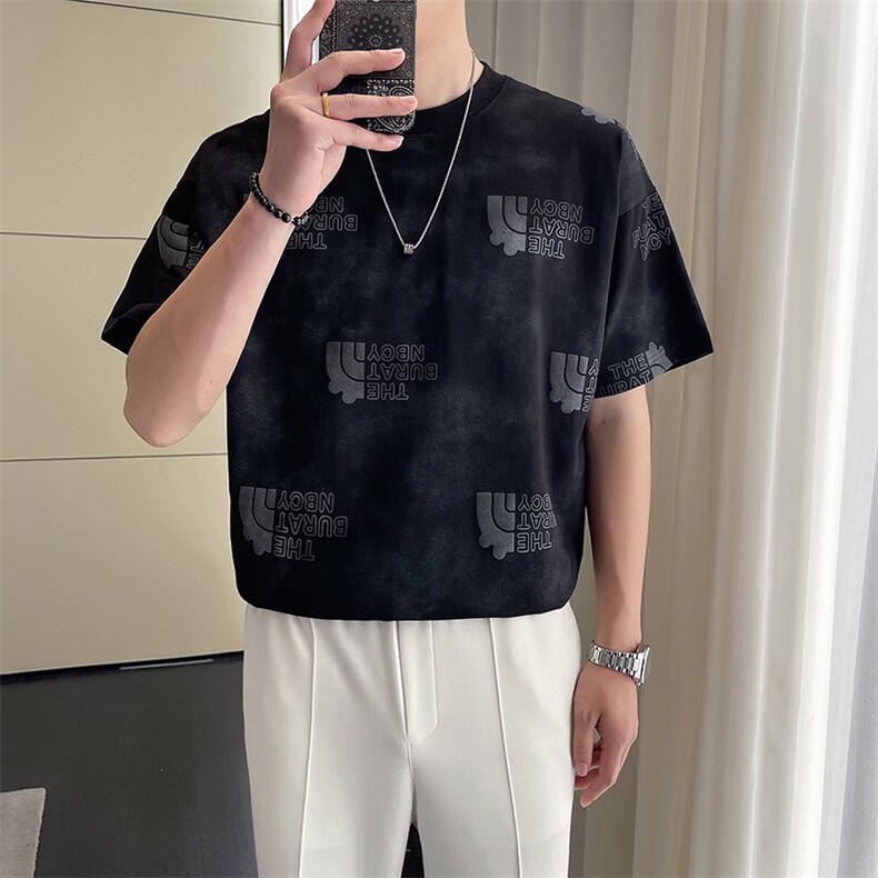 轻熟风~2025夏季新款扎染满印短袖T恤T2015/P50,男装T恤,电商B331