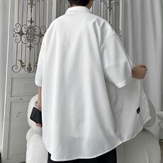日系五分袖春夏季新款衬衫潮流慵懒男方领宽松型衬衫GC26P30，男装衬衫，星座1116-2