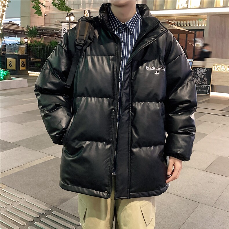 特批P110无差价冬季美拉德风刺绣字母棉袄男青少年潮PU皮棉服M46,男装棉衣,电商A001