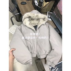 现货高品质美式高街冬季重磅硬挺短款座山雕毛领棉衣男女加厚外套，男装棉衣，电商A486