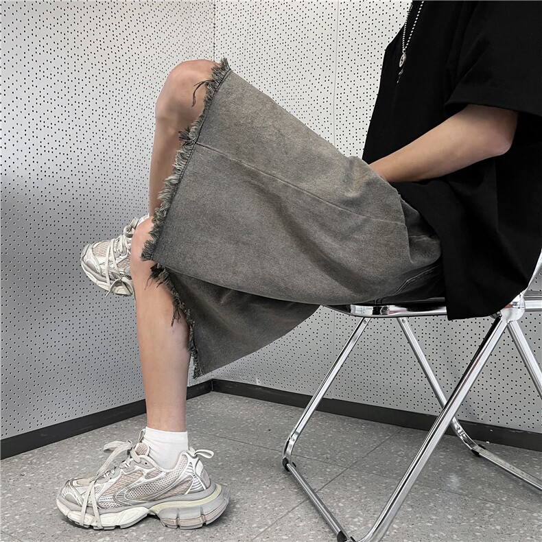 牛仔短裤男韩版潮流高街渐变色2024夏季新款ins五分裤RK1726-P41,男装牛仔裤,星座412-2