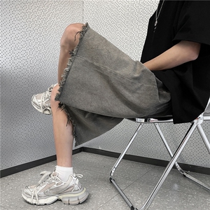牛仔短裤男韩版潮流高街渐变色2024夏季新款ins五分裤RK1726-P41图片
