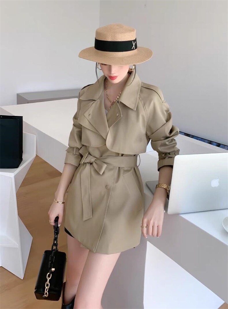 时尚风衣搭配修身，女装风衣，千利红