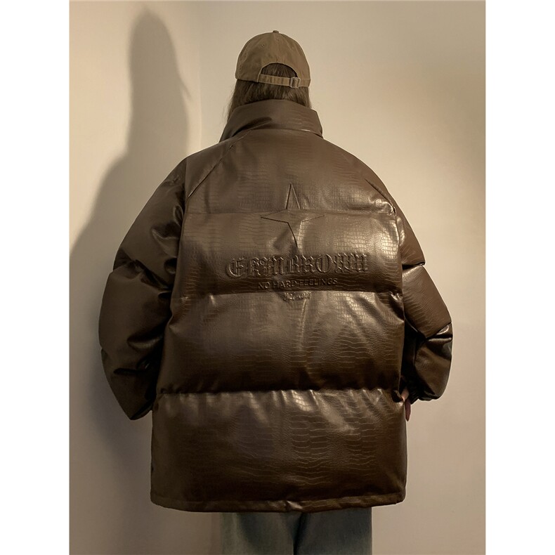 1中性风鳄鱼纹可拆卸四芒星胸针大码M-5XL棉衣男MY77733P128控168，男装棉衣，星座226-2