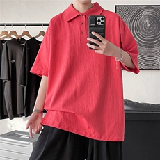 港风polo衫休闲潮大码情侣男女翻领纯色短袖T恤DP7074P35控，男装Polo衫，星座227-7