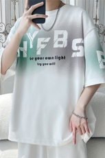 2025夏季新款旋律风车大码冰丝印花短袖T恤M-5XHT25530-特P25，男装T恤，电商A022