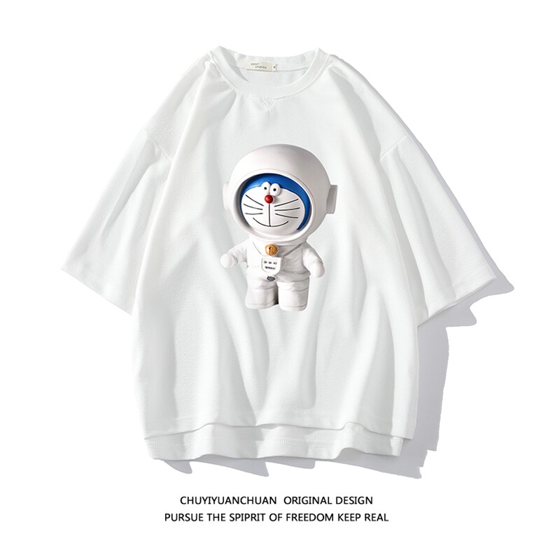 NASA叮当猫春夏季七分袖t恤男大码五分袖短袖中袖白底Q11233-P30,男装T恤,电商A040A