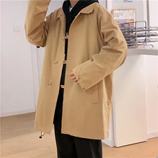 日系复古简约百搭工装中长款风衣男女宽松休闲外套潮FY8808P52，男装风衣，星座1013-5