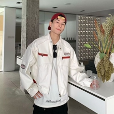 美式高街复古PU皮衣机车服男秋季设计感小众宽松潮牌痞帅夹克外，男装夹克，星座218-1（原230）