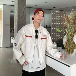 美式高街复古PU皮衣机车服男秋季设计感小众宽松潮牌痞帅夹克外图片