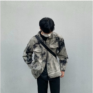 现货得物二开 扎染牛仔破坏废土风痞帅cleanfit牛仔衣JK1188-P68图片