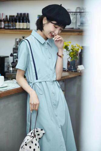 现货，夏款，假两件衬衫连衣裙，女装衬衫，OL