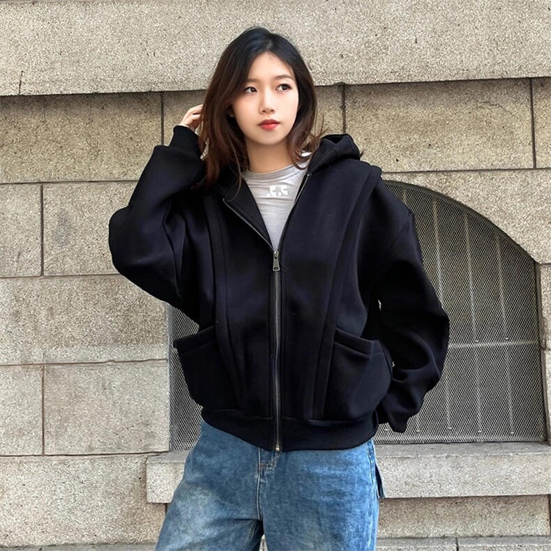 抖音得物高品质二开25秋冬美式重磅宽松结构设计连帽卫衣外套W78,男装卫衣,电商A486-1