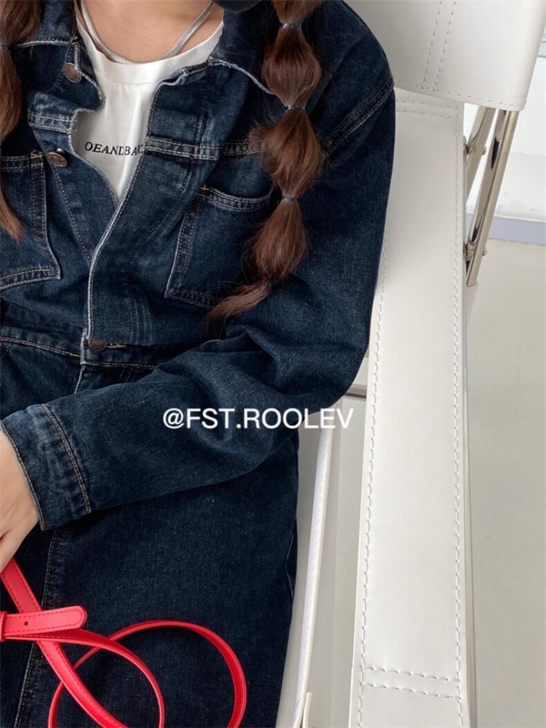 复古牛仔连衣裙，女装连衣裙，FST