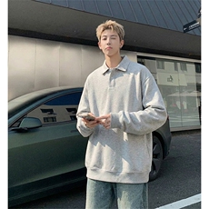 抖音得物高品质二开230克精梳珠地光版纯色宽松长袖T恤翻领POLO衫，男装T恤，电商A443