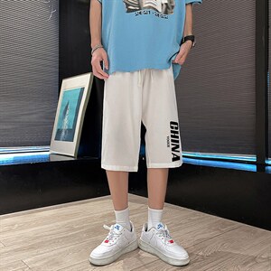 QK72001-P25冰丝七分裤男大码速干短裤男五分裤 港风图片