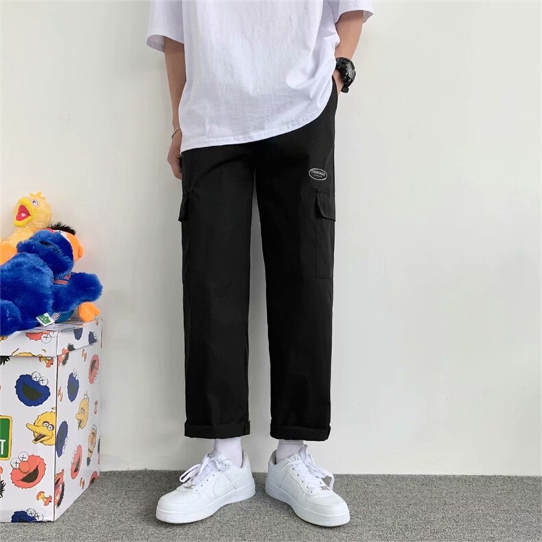 日系坠感阔腿工装裤子男潮牌ins潮流港风宽松直筒休闲裤K3535-P30图片