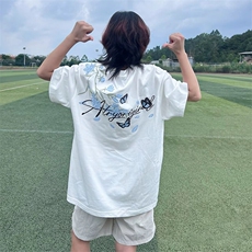 万针全刺绣解构设计260克重磅双纱纯棉高品质美式高街短袖T恤特35，男装T恤，电商A486