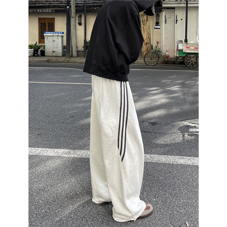 【现货】XZ612-K209-P55美式三条杠运动休闲卫裤宽松bf慵懒阔腿裤图片