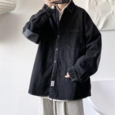 男牛仔外套日系潮流宽松休闲衬衫设计感工装夹克1263-P55，男装工装外套，星座910-5