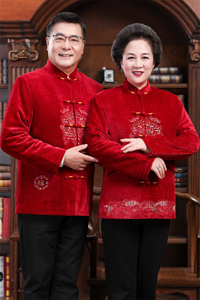 【高品质情侣装】风唐装外套中老年生日过寿婚礼服爷爷奶奶装,男装民族服装,钱塘723