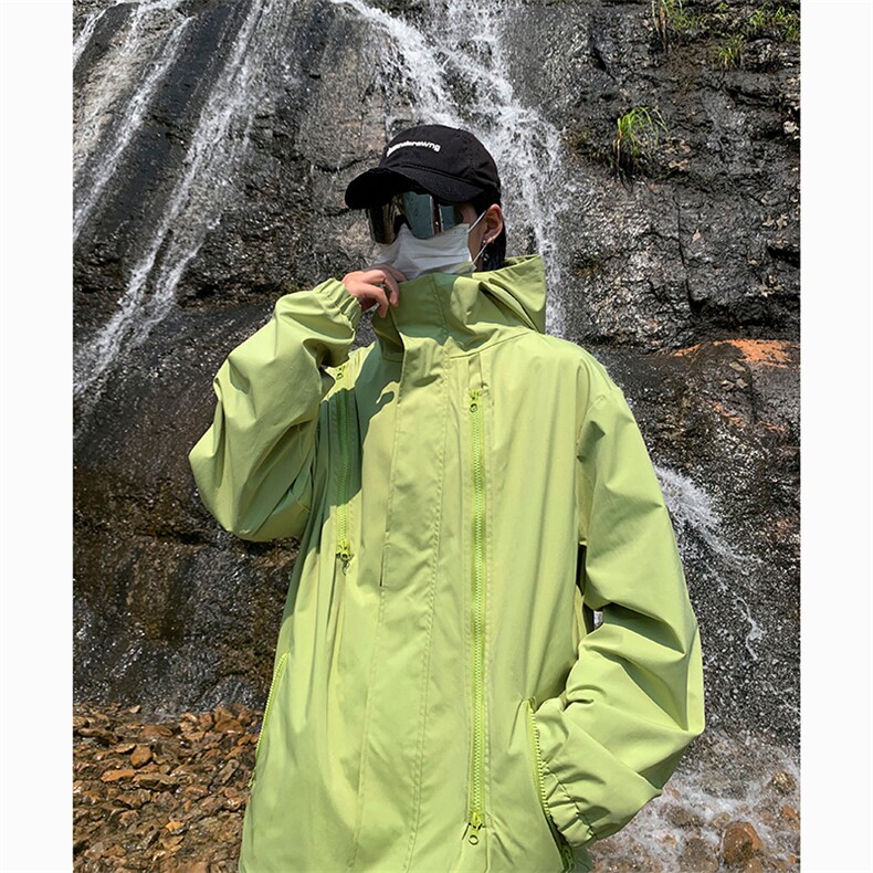港风日系复古户外潮流连帽冲锋衣夹克男潮 XZ213-JK6601-P65控88图片