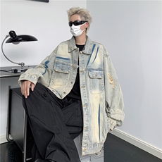 DW049-P70美式高街vibe牛仔外套男女春秋复古港风chic潮牌夹克，男装夹克，星座603-2