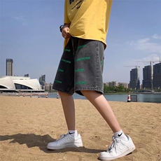 高街男夏季五分裤满印牛仔短裤N206P35，男装牛仔裤，星座1116-2