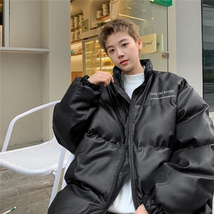 pu皮棉服男冬季美式高街痞帅立领棉衣外套潮牌宽松加厚保暖棉袄图片