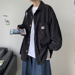 秋冬韩版灯芯绒外套长袖韩版衬衫宽松衬衣中性学生夹克H202/P45，男装衬衫，钱塘713